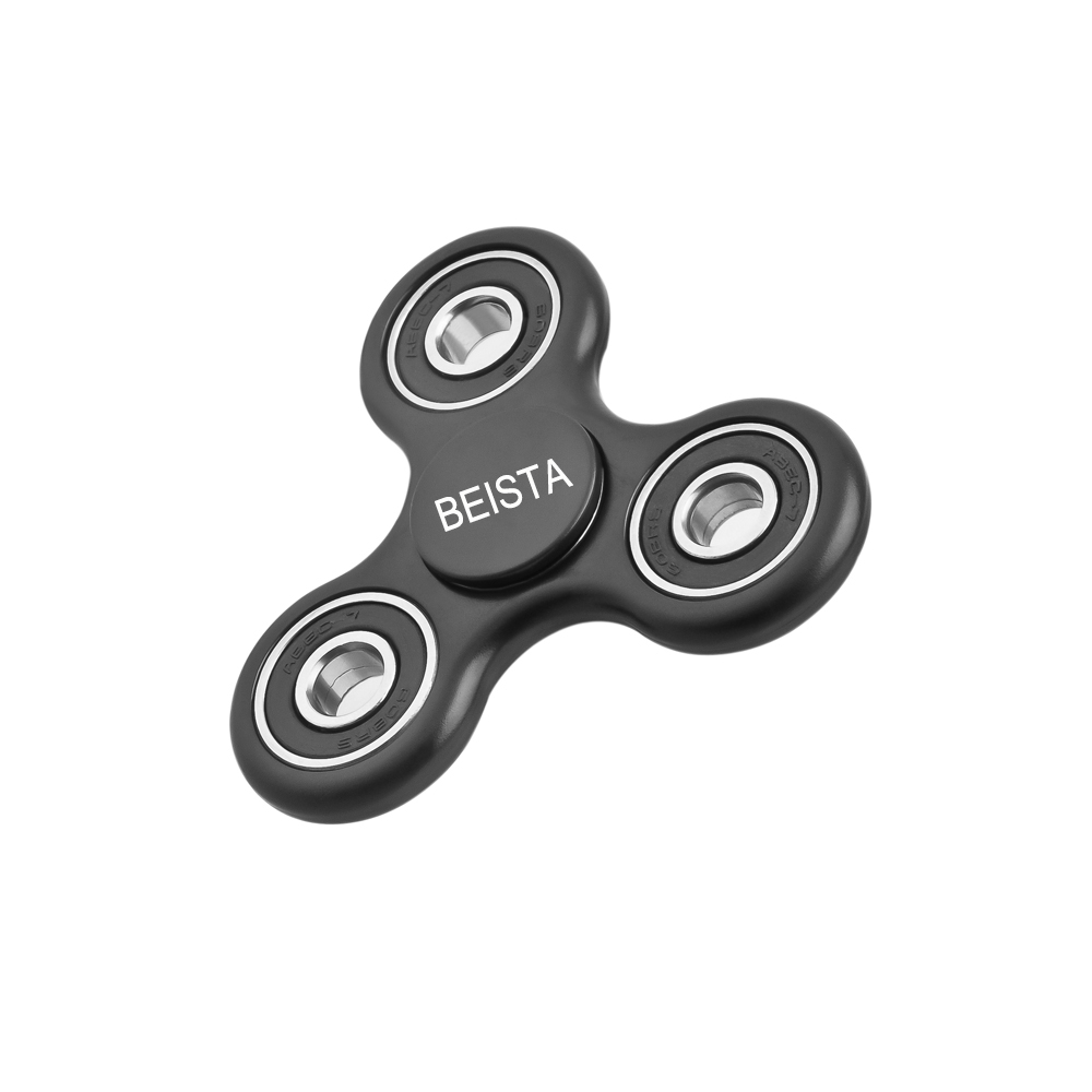 BEISTA Tri-Spinner Fidget Toy High Speed with Three Bearings Fidget Toy Perfect for Anxiety,ADHD, ADD (Black)