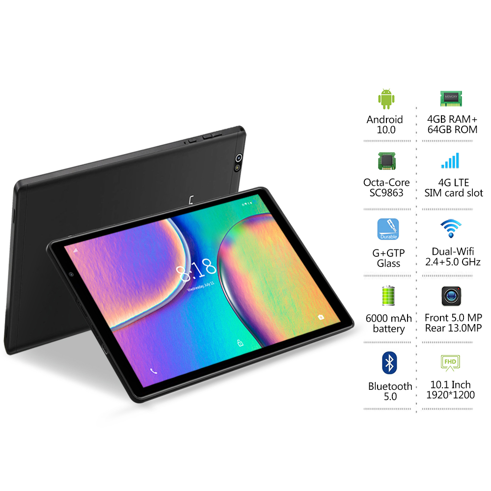 P30 Tablet 10 Inch Android 10.0 5G Wi-Fi Tablet Octa-Core, 64GB ROM and 4GB RAM Tablet PC, One SIM Slots and Wi-Fi, 13MP and 5MP Camera, 1920 * 1200 HD IPS, GPS (Black)